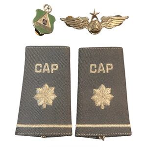 Vintage Civil Air Patrol Wings Badge, SAFETY OFFICER Pin and LT COLONEL EPAULETS